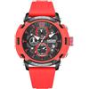 MEGIR Orologio sportivo da uomo, al quarzo, con cronografo, calendario automatico, impermeabile, cinturino in silicone, Rosso, Militare