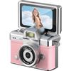 Zilimontt Portachiavi fotocamera con schermo flip a 180 gradi - 720p HD tascabile per videocamere - fotocamera stile retrò con luce di riempimento a LED e stabilizzazione CMOS (rosa)