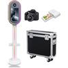 LyyyCaaa Macchina fotografica portatile a specchio da 15,6 pollici, touch screen, per selfie, con custodia per volo, per eventi e feste di nozze (bianco, macchina fotografica, stampante)