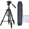 AMONIDA Monopiede Treppiede per Fotocamera, Supporto Treppiede in Lega di Alluminio Regolabile in Altezza da 59-195 Cm, con Testa Panoramica a 360 Gradi con Borsa per il Trasporto, Ideale per la