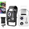 Generico Mini microscopio tascabile per telefono 200X con lente CPL/luce LED, fotocamera per microscopio digitale portatile con nano zoom, design a clip universale, micromondo per bambini adulti (mix)