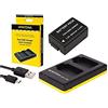 pabuTEL-Bundle Set 2 in 1 per Panasonic Lumix FZ72/DMC-FZ72 - Batteria per Panasonic DMW-BMB9 + caricatore Micro USB (ricarica fino a 2 batterie una volta)