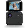 Sxhlseller Action Camera, Fotocamera Sportiva e Vlog 1080P HD 48M con Schermo Ribaltabile e Grandangolo da 143°, Ricarica Rapida, Batteria a Lunga Durata, per attività All'aperto (BLACK)