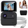 GLSAYZU Action Camera 4K 360°, 2026 nuova fotocamera multifunzione con schermo flip screen con obiettivo grandangolare a 143°, batteria lunga 800 mAh, action cam anti-shake per vlogging, ciclismo, viaggi