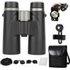 NNBWLMAEE Binoculars, Binoculars 12x42 Adults High Magnification Binocular, Waterproof & Portable, for Birdwatching, Traveling, Stargazing, Hunting, Wider View, Smart Focus (Black)
