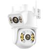DRAUXI Telecamera IP 8MP 4K HD PTZ Esterna Dual-Lens Dual-Screen Ai Rilevamento Umano P2P Di Videosorveglianza Sicurezza Rilevamento del movimento(8MP Add 32G Card)