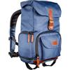 Mantona Luis junior Retro Zaino fotografico blu, per fotocamera con copertura antipioggia, borsa fotografica con scomparto per laptop, DSLR, 3 obiettivi e accessori fotografici