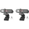 Mealoodiousmusea 2 set di webcam per computer con messa a fuoco automatica HD USB Online regolabile per PC con microfono cablato di ricambio webcam esterna videocamera nera 1K