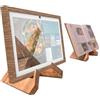 H Huaberich Cornice decorativa per foto digitali, monitor e tablet, supporto da tavolo in legno massiccio, adatta per libri di cucina, cornice decorativa per foto digitali (colore legno chiaro)