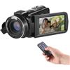 Andoer Videocamera, 1080P, 30 MP, schermo IPS da 3,0 pollici, registratore per YouTube, videocamera digitale con visione notturna a infrarossi, zoom digitale, 2 batterie, telecomando, borsa per il