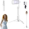 Generico Magnetic Phone Tripod,51/63 Extendable Selfie Stick with Wireless Remote,360° Rotation Phone Stand for Video Recording & Vlogging - Portable Travel Tripod (white,1.3m)