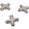 Othmro F femmina (pollice) connettore a quattro vie argento F femmina testa pollici a 3 F femmina testa pollici filettato RF coassiale adattatore connettore 3 pz