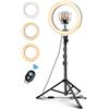 KJsdaADSA Anello luminoso a LED da 10 pollici, luce per selfie ， Treppiede ， con telecomando regolabile per supporto mobile ， per trucco, video Youtube, fotografia di bellezza e moda