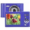 Goshyda Fotocamera Digitale, Videocamera da 48 MP 2,7 K con Messa a Fuoco Automatica con Display IPS da 2,8 Pollici, Fotocamera Vlog Anti-vibrazione con Zoom Digitale 8X per la (BLUE)