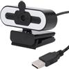Elprico Webcam HD 1080P con Luce Anulare Regolabile, Obiettivo Grandangolare da 120°, Webcam per Computer Plug and Play per Streaming Video