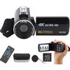 Denash Videocamera Digitale 4K, 1080P Anti-vibrazione, Zoom 18X, Schermo Touch IPS da 3 Pollici, Videocamera per Viaggi di su YouTube