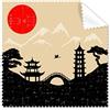 DIYthinker Japan nero bianco rosso giallo Temple Bridge Tower Architecture pino Fuji Sun Landmark silhouette Art illustrazione modello occhiali panno di pulizia del pulitore dello schermo 5PCS