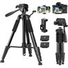 Fotopro Treppiede per fotocamera da 74 pollici con testa Pan-Tilt staccabile a 3 vie e supporto per smartphone in lega di alluminio Capacità massima di carico 3kg DIGI-9900