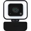 HSQMA Webcam HD 1080p con Luce Anulare.Webcam con Doppio Microfono for Desktop.Plug And Play.Regolazione Girevole A 360º, Webcam Grandangolare 105º for Chat Video/Streaming Live/conferenze