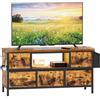 Dripex Mobile Porta TV Lowboard per Televisori fino a 43 Pollici con 5 Cassetti, Borsa di Conservazione e Ripiani Aperti con Illuminazione LED RGB, Stile Industriale, 100x35x50 CM