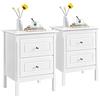 Yaheetech Set 2 Comodini Camera da Letto Comodino con 2 Cassetti Tavolino Moderno Mobiletto da Letto Stile Shabby Chic Tavolino Lato da Salotto Divano 48 x 40 x 61 cm Bianco