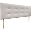 DHOME Testiera in Similpelle o Tessuto AQUALINE Pro con 2 file di bottoni e gambe Testiera imbottita Letto di Lusso (Similpelle Bianco Osso, 150x105cm (Letti 150/160))