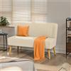 Blishom Divano a 2 posti, piccolo loveseat con rivestimento effetto velluto a coste, divano compatto salvaspazio per camera da letto, soggiorno, appartamento, 117x56x76cm,Bianco