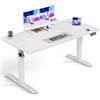 TRIUMPHKEY 160 x 70 cm Scrivania Regolabile in Altezza Ripiani per Monitor,Scrivania Elettrica Gaming,Seduta in Piedi per Computer,Tavolo da Studio per Ufficio Domestico Tavola Giuntata?Bianco?