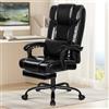 ALFORDSON Sedia Girevole con Poggiagambe Poltrona Direzionale Ergonomica da Ufficio Studio Regolabile con Rotelle, Portante di 180 kg, Supporto Lombare, Altezza Regolabile, Similpelle(Nera lucida)