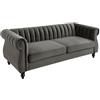Vente-unique - Divano chesterfield 3 posti in Velluto Antracite - TRUMBO