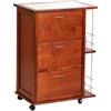 MA MAISON Carrello Mobiletto Portabottiglie con 3 Ante Salvaspazio- Ideale per la Cucina, Soggiorno, Sala da Pranzo, Ristorante - in Legno con Piano Mattonelle in Ceramica 84x59x39 cm (Ciliegio)
