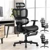 ALFORDSON Sedia Ufficio Ergonomica con Supporto Lombare Regolabile, Sedia da Scrivania con Poggiapiedi, Poltrona Computer con Braccioli Regolabili 3D, Inclinazione Regolabile 90-150°(Nera)