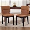Ya-Home Set di 2 Sedie da Pranzo Sedie da Cucina Sedie Sala da Pranzo con Schienale in Cinglia e PU Sedia Imbottite Moderna con Gambe in Legno per Soggiorno, Marrone