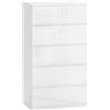HOMCOM Cassettiera Moderna 5 Cassetti Antiribaltamento, Cassettiera in Legno Truciolato, 55x33x100 cm, Bianco Lucido