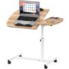 Ysgwsg Scrivania Regolabile in Altezza con Ruote, Scrivania Computer Mobile, Tavolino, Piano Tavolo Reversibile, Adatto per Tavolini da Divano, Tavolo da Ufficio Domestico. (Beige, 40x60x61-96cm)