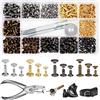 Jinsion 180 Set Rivetti di Pelle 6mm/8mm/12mm Doppio Tappo Rivetto Rivetti Metallici Borchie per Pelle con Punch Pinze 3 Pezzi Strumenti di Fissaggio, per Scarpe,Vestiti,choker,Artigianali Pelle(4 Colori)