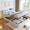 KeepGoon Letto contenitore matrimoniale 160x200cm, in PU, con testiera apribile, striscia luminosa a LED e interfacce USB e Type-C, con rete a doghe, con funzione di stoccaggio