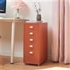 [en.casa] Cassettiera in Acciaio con Rotelle Mobile Archivio Schedario 69 x 28 x 41 cm Mobile da Ufficio con 5 Cassetti - Rosso Mattone