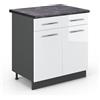 Vicco Mobiletto base per cucina Fame-Line, Bianco lucido, 80 cm, PL Antracite, per la combinazione con altri moduli della serie Fame-Line