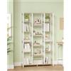 Hzuaneri Libreria Scaffale 6 livelli, 15 Ripiani, Quercia Bianca e Bianco