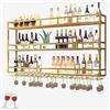 WXZXWXZX Portabottiglie Porta Bottiglie di Vino da Parete Portabicchieri con con Luce Cantinetta Vino con Porta Bicchieri Sospesi Scaffale da Parete con Porta Calici Mobile Bar per Cucina Sala da Pranzo Bar(Go