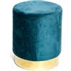 Tata Home Pouf Sgabello Cilindrico Velluto con Anello Dorato per Salotto o Camera Cameretta Pouff Poggiapiedi di Design Moderno (Petrolio)