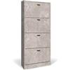 eacommerce Scarpiera in Legno Mobiletto Scaffale Organizer Scarpe Doppio Scomparto Slim (Cemento, 4 Ante - 63x24x150H cm)