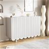 NADEUSAK Credenza a goccia bianca, 80 cm x 120 cm, con ante sagomate e cerniera a buffer