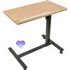 HUOLE Scrivania per Laptop, Tavolino da Divano Laterale Porta PC con Altezza Regolabile e Ruote, Supporto Computer per Casa e Ufficio, Metallo e Legno-60 * 34.5 * 58-90 cm (colore del legno)