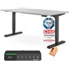 Ergotopia Desktopia Pro X Scrivania Elettrica con Altezza Regolabile con Garanzia di 7 Anni, Scrivania Ergonomica con 9 Posizioni Memorizzate (Piano: Grigio, Struttura: Nero, 180 x 80 cm)