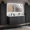 Lomadox Set completo di mobili da bagno, effetto scanalato, 120 cm, lavabo con mobiletto, lavabo in ceramica, specchio LED, 2 armadi alti, larghezza x altezza 170/200/46 cm