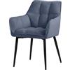 ML DESIGN modern living ML-Design Sedia per Sala da Pranzo 63x57x90 cm Imbottitura in Spugna Blu con Schienale e Braccioli Telaio in Metallo Poltroncina Confortevole Ergonomica per Cucina Salotto o Soggiorno