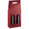 Generico Scatola PORTABOTTIGLIE VINO da 2 posti con Finestre 18x9x38.5cm | VARI COLORI | porta bottiglia 2 vani con manico confezione regalo vino (Bordeaux effetto pelle)