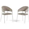 SIEDITI FUORI E DENTRO Set di 2 sedie poltroncine imbottite in velluto moderne per sala da pranzo o cucina con gambe in metallo Lea (Gambe Argento, Veluto Beige)